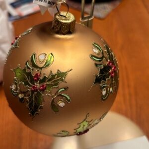 Bronner's Christmas Glass Ball 4" Hand Painted from Poland New in Box